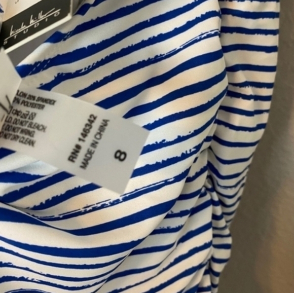 Nicole Miller Blue Stripe Halter Top Bikini Swimsuit Size 8 NWT - Picture 11 of 16